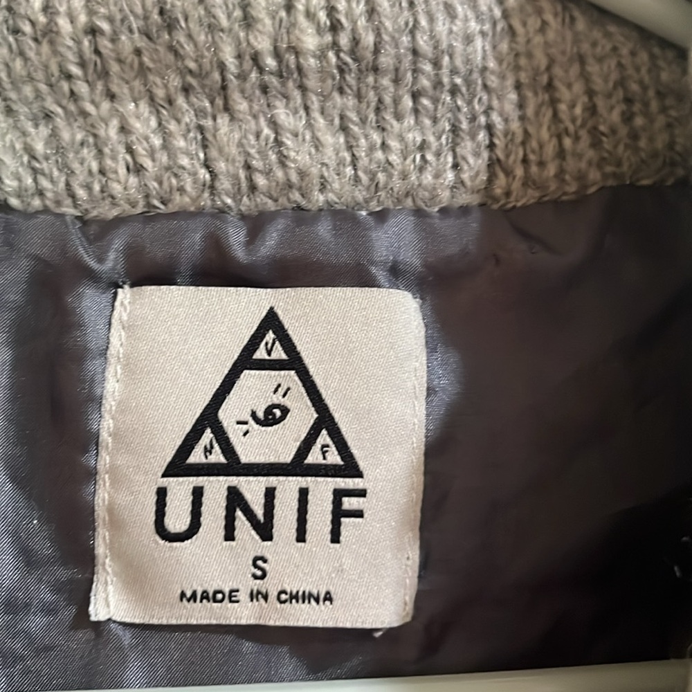 UNIF Gray and Gold Textured Knit Cardigan Size Small - Picture 2 of 5